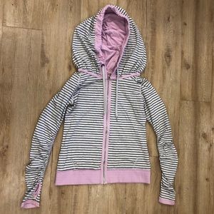 lululemon athletica Striped Black and White Jacket with Pink Accents